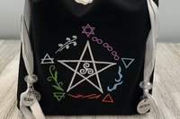 Elemental Pentacle Tarot Bag / Keepsake Bag / Drawstring Bag / Oracle Bag / Jewelry Bag / Crystal Bag / Gift Bag / Tarot Pouch / Herb Bag