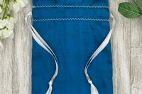 Silk & Silk Lined Tarot Bag, Blue and Black / Custom Tarot Pouch/ Keepsake Bag / Drawstring Bag / Oracle Bag / Crystal Bag / Tarot Pouch