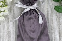 Silk & Silk Lined Tarot Bag, Gray and Black/ Custom Tarot Pouch/ Keepsake Bag / Drawstring Bag / Oracle Bag / Crystal Bag / Tarot Pouch