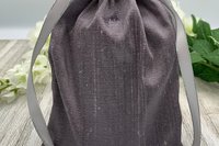 Silk & Silk Lined Tarot Bag, Gray and Black/ Custom Tarot Pouch/ Keepsake Bag / Drawstring Bag / Oracle Bag / Crystal Bag / Tarot Pouch