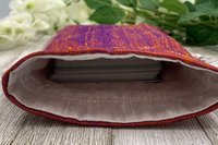 Silk & Silk Lined Tarot Bag, Orange and Purple / Custom Tarot Pouch/ Keepsake Bag / Drawstring Bag / Oracle Bag / Crystal Bag / Tarot Pouch