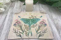 MINI Altar Cloth - Luna Moth Cream, Traveling Altar Cloth, Portable Altar Cloth, Small Spaces Altar, Home Office Altar