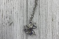 Rhinestone Flower Necklace, Floral Pendant Necklace, Minimalistic Necklace