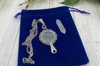 Silver Mirror Necklace, Protection Necklace, Wiccan jewelry, Witch necklace, Witchcraft jewelry, Pagan jewelry