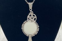 Silver Mirror Necklace, Protection Necklace, Wiccan jewelry, Witch necklace, Witchcraft jewelry, Pagan jewelry