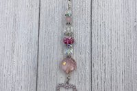 Rose Quartz Car Charm / Suncatcher, Widow Suncatcher, Mirror Accessory