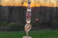 Rose Quartz Car Charm / Suncatcher, Widow Suncatcher, Mirror Accessory