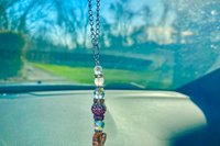 Rose Quartz Car Charm / Suncatcher, Widow Suncatcher, Mirror Accessory