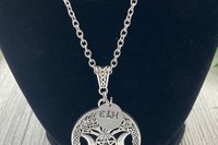 Triple Moon Pentacle Necklace, Witchy Necklace, Hecate Necklace, Tree of Life Necklace, Shield, Psychic Protection, Cham Necklace