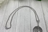 Triple Moon Pentacle Necklace, Witchy Necklace, Tree of Life Necklace, Handmade Necklace, Psychic Protection, Cham Necklace