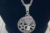 Triple Moon Pentacle Necklace, Witchy Necklace, Tree of Life Necklace, Handmade Necklace, Psychic Protection, Cham Necklace