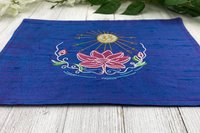 Embroidered Silk Lotus Altar Cloth, Traveling Altar Cloth, Portable Altar Cloth, Small Spaces Altar, Home Office Altar