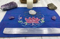 Embroidered Silk Lotus Altar Cloth, Traveling Altar Cloth, Portable Altar Cloth, Small Spaces Altar, Home Office Altar