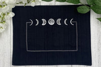 Embroidered Silk Moon Phase Altar Cloth, Altar Decor, Tarot Altar Cloth, Portable Altar Cloth, Small Spaces Altar, Home Office Altar