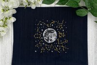 Embroidered Silk Constellations Altar Cloth, Tarot Altar Cloth, Altar Decor, Tarot Cloth, Altar Mat