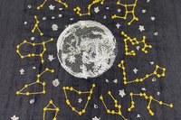 Embroidered Silk Constellations Altar Cloth, Tarot Altar Cloth, Altar Decor, Tarot Cloth, Altar Mat