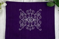 Embroidered Silk Evil Eye Altar Cloth, Traveling Altar Cloth, Portable Altar Cloth, Small Spaces Altar, Home Office Altar