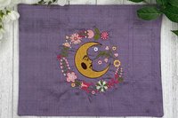 Embroidered Silk Floral Moon Altar Cloth, Traveling Altar Cloth, Portable Altar Cloth, Small Spaces Altar, Home Office Altar