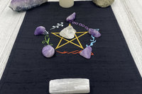 Embroidered Silk Elemental Pentacle Altar Cloth, Traveling Altar Cloth, Portable Altar Cloth, Small Spaces Altar, Home Office Altar