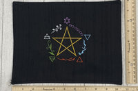 Embroidered Silk Elemental Pentacle Altar Cloth, Traveling Altar Cloth, Portable Altar Cloth, Small Spaces Altar, Home Office Altar