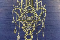 Embroidered Silk Hamsa Altar Cloth, Altar Decor, Tarot Altar Cloth, Portable Altar Cloth, Small Spaces Altar, Home Office Altar