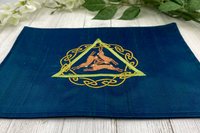 Embroidered Silk Three Hares Altar Cloth, Traveling Altar Cloth, Portable Altar Cloth, Small Spaces Altar, Home Office Altar