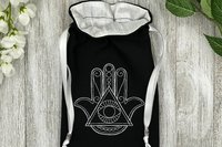 Hamsa Embroidered Silk lined Tarot Bag Keepsake Bag / Drawstring Bag / Jewelry Bag / Crystal Bag / Gift Bag / Tarot Pouch