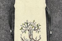 Tree Embroidered Silk lined Tarot Bag Keepsake Bag / Drawstring Bag / Jewelry Bag / Crystal Bag / Gift Bag / Tarot Pouch