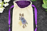 Floral Embroidered Silk lined Tarot Bag Keepsake Bag / Drawstring Bag / Jewelry Bag / Crystal Bag / Gift Bag / Tarot Pouch