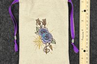 Floral Embroidered Silk lined Tarot Bag Keepsake Bag / Drawstring Bag / Jewelry Bag / Crystal Bag / Gift Bag / Tarot Pouch