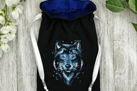 Wolf Embroidered Silk lined Tarot Bag Keepsake Bag / Drawstring Bag / Jewelry Bag / Crystal Bag / Gift Bag / Tarot Pouch