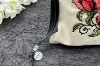 Rose Embroidered Silk lined Tarot Bag Keepsake Bag / Drawstring Bag / Jewelry Bag / Crystal Bag / Gift Bag / Tarot Pouch