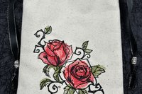 Rose Embroidered Silk lined Tarot Bag Keepsake Bag / Drawstring Bag / Jewelry Bag / Crystal Bag / Gift Bag / Tarot Pouch