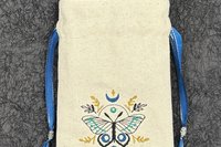 Moth Embroidered Silk lined Tarot Bag Keepsake Bag / Drawstring Bag / Jewelry Bag / Crystal Bag / Gift Bag / Tarot Pouch