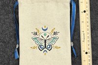 Moth Embroidered Silk lined Tarot Bag Keepsake Bag / Drawstring Bag / Jewelry Bag / Crystal Bag / Gift Bag / Tarot Pouch