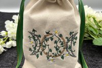 Triple Moon Embroidered, Silk lined Tarot Bag Keepsake Bag / Drawstring Bag / Jewelry Bag / Crystal Bag / Gift Bag / Tarot Pouch