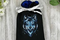 Wolf Embroidered Silk lined Tarot Bag Keepsake Bag / Drawstring Bag / Jewelry Bag / Crystal Bag / Gift Bag / Tarot Pouch