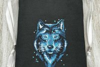 Wolf Embroidered Silk lined Tarot Bag Keepsake Bag / Drawstring Bag / Jewelry Bag / Crystal Bag / Gift Bag / Tarot Pouch