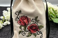 Rose Embroidered Silk lined Tarot Bag Keepsake Bag / Drawstring Bag / Jewelry Bag / Crystal Bag / Gift Bag / Tarot Pouch