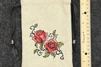 Rose Embroidered Silk lined Tarot Bag Keepsake Bag / Drawstring Bag / Jewelry Bag / Crystal Bag / Gift Bag / Tarot Pouch