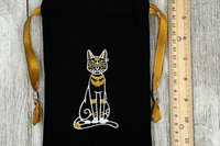 Bastet Embroidered, Silk lined Tarot Bag Keepsake Bag / Drawstring Bag / Jewelry Bag / Crystal Bag / Gift Bag / Tarot Pouch