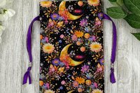 Moon Garden Tarot Bag/ Custom Tarot Pouch/ Keepsake Bag / Drawstring Bag / Oracle Bag / Crystal Bag / Tarot Pouch / Cosmetic Bag