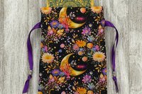 Moon Garden Tarot Bag/ Custom Tarot Pouch/ Keepsake Bag / Drawstring Bag / Oracle Bag / Crystal Bag / Tarot Pouch / Cosmetic Bag