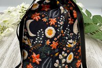 Floral Moon Bag/ Custom Tarot Pouch/ Keepsake Bag / Drawstring Bag / Oracle Bag / Crystal Bag / Tarot Pouch / Cosmetic Bag