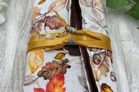 Reversible Cotton Lined Tarot Wrap/ Leaves Tarot Wrap / Tarot Supplies / Tarot Deck Storage / Tarot Cloth / Tarot Supplies / Altar