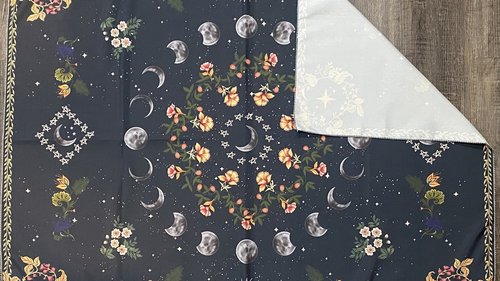 Floral Moon Phase Altar Cloth, Tarot Cloth, Altar Decor, Tapestry, Dice Mat, Centerpiece