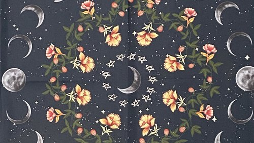 Floral Moon Phase Altar Cloth, Tarot Cloth, Altar Decor, Tapestry, Dice Mat, Centerpiece