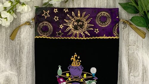 Pentacle Altar Tarot Bag / Keepsake Bag / Drawstring Bag / Oracle Bag / Jewelry Bag / Purse / Crystal Bag / Gift Bag / Tarot Pouch