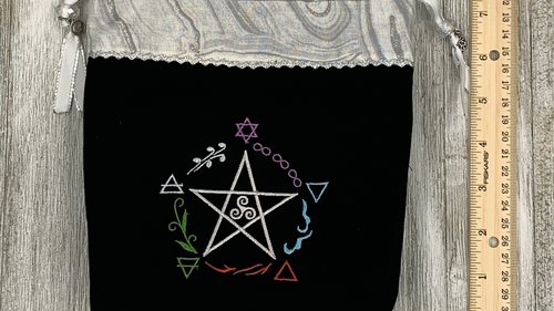 Elemental Pentacle Tarot Bag / Keepsake Bag / Drawstring Bag / Oracle Bag / Jewelry Bag / Crystal Bag / Gift Bag / Tarot Pouch / Herb Bag