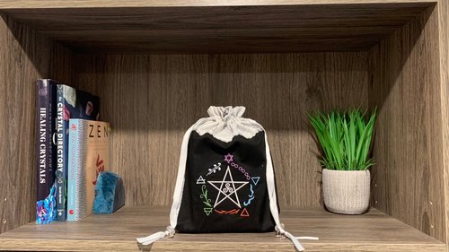 Elemental Pentacle Tarot Bag / Keepsake Bag / Drawstring Bag / Oracle Bag / Jewelry Bag / Crystal Bag / Gift Bag / Tarot Pouch / Herb Bag